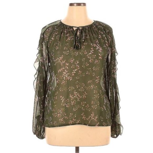 SLATE & WILLOW, Long sleeve floral green blouse - Picture 6 of 13
